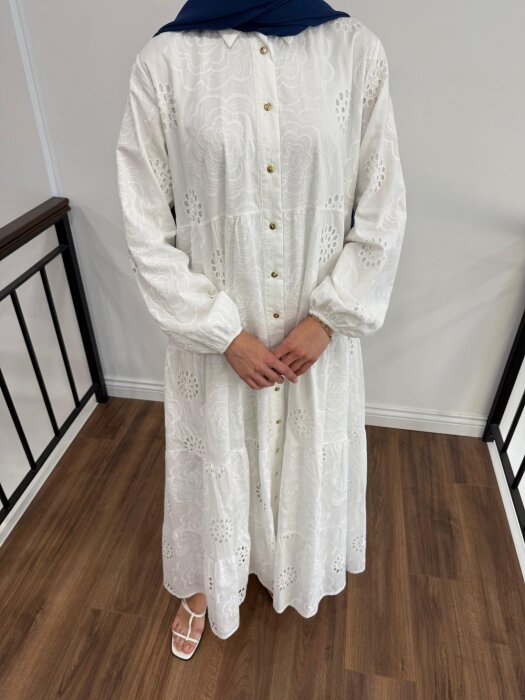 Merwish Lady Brode Elbise EKRU - 3