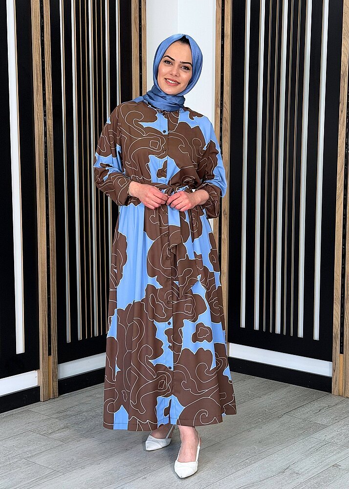 MerWish Lady Krep Elbise KAHVE