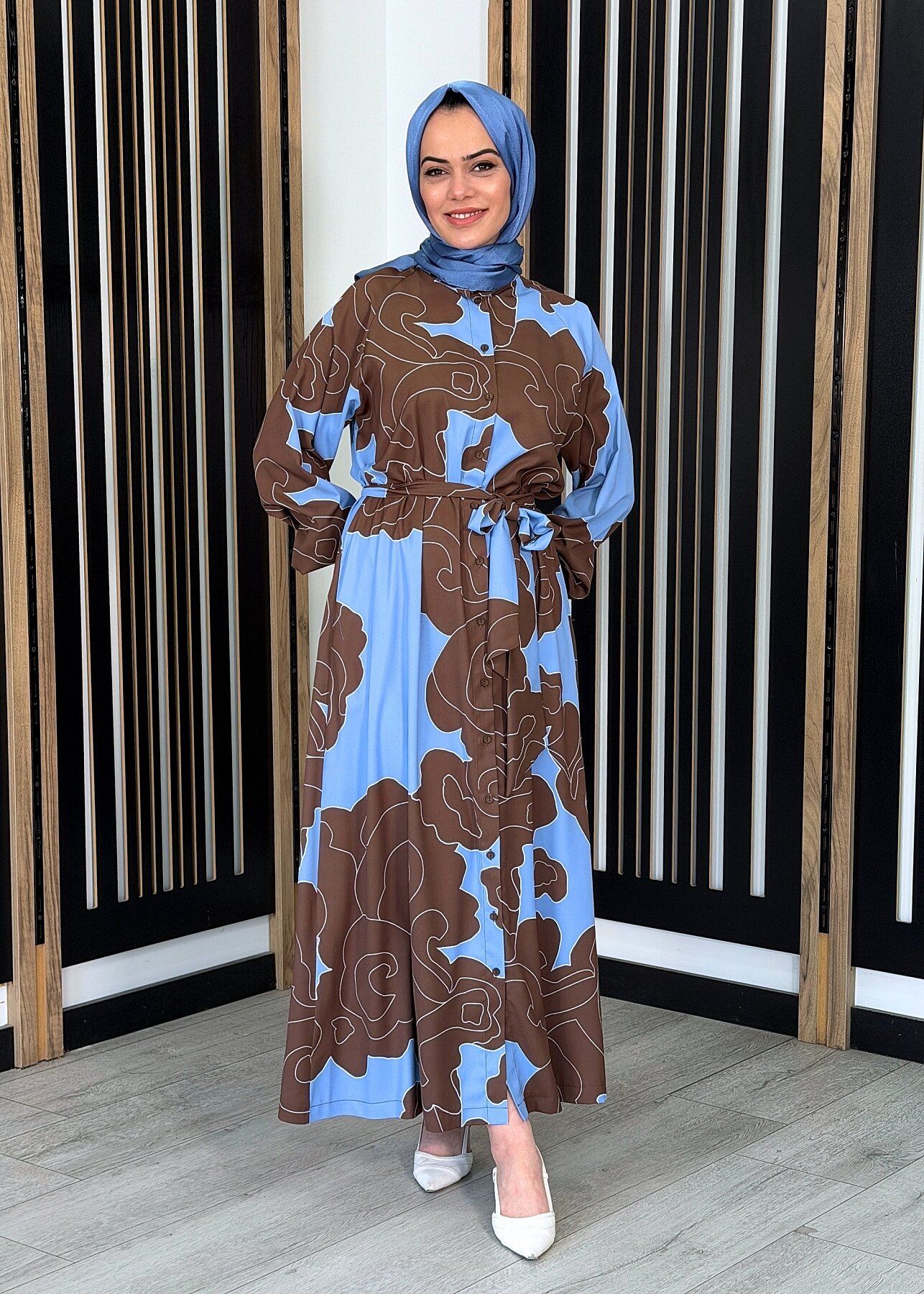 MerWish Lady Krep Elbise KAHVE - 2