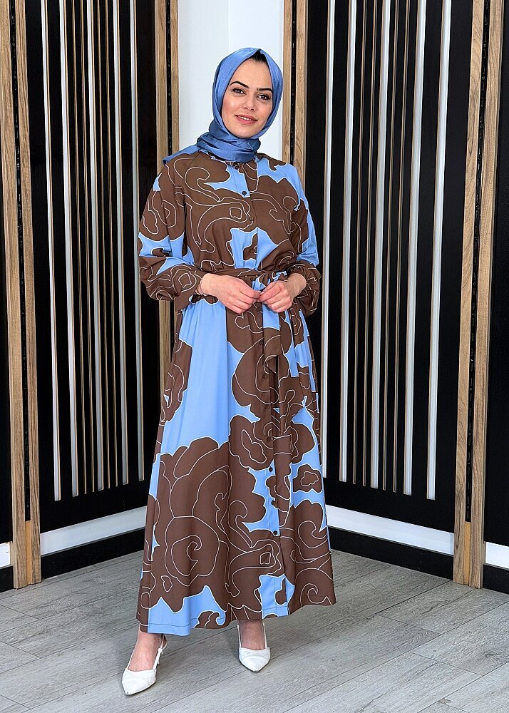 MerWish Lady Krep Elbise KAHVE - 3