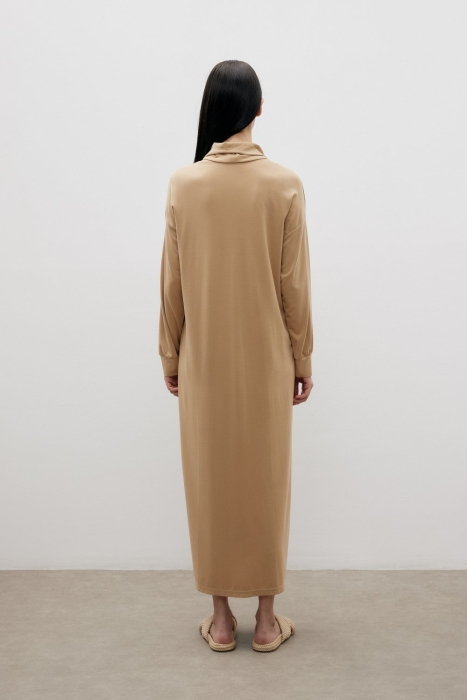 MerWish Modal Elbise CAMEL - 3