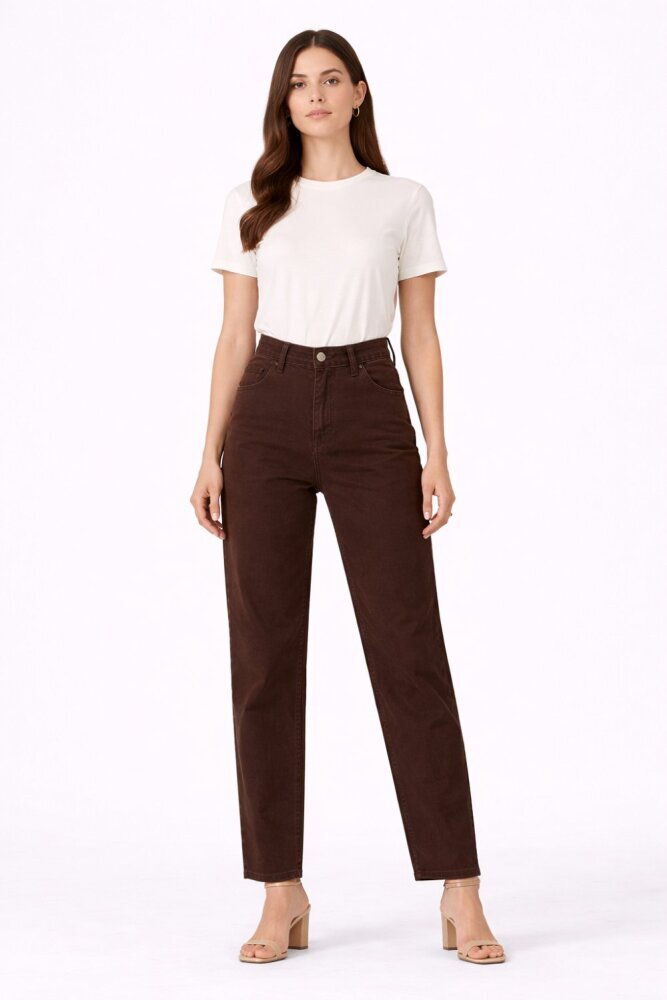 MerWish New Basic Denim Pantolon KAHVERENGİ