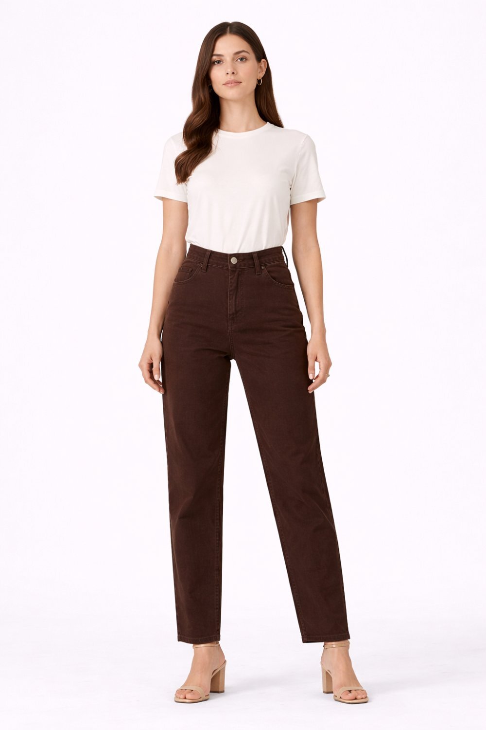 MerWish New Basic Denim Pantolon KAHVERENGİ - 1