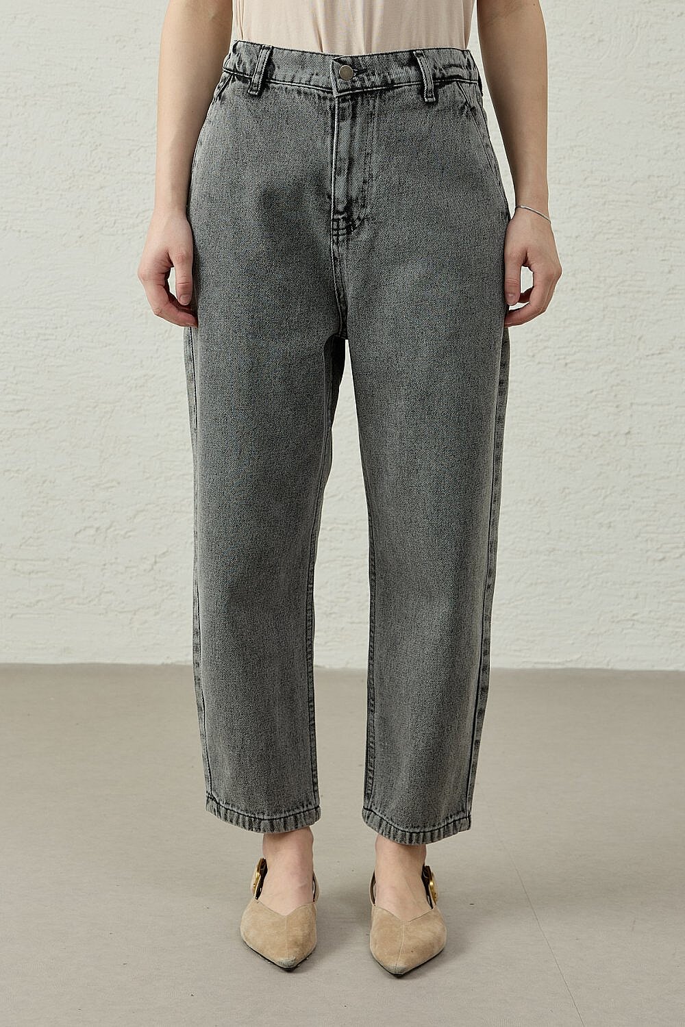 MerWish New Basic Denim Pantolon Koyu Füme - 1