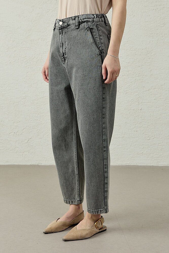 MerWish New Basic Denim Pantolon Koyu Füme - 2