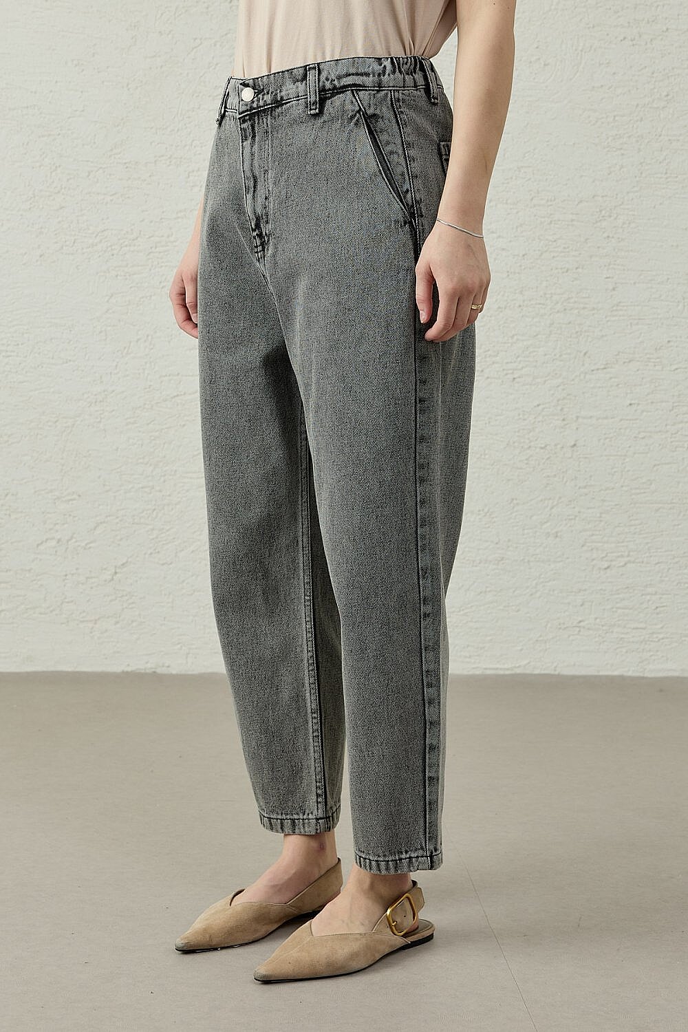 MerWish New Basic Denim Pantolon Koyu Füme - 2