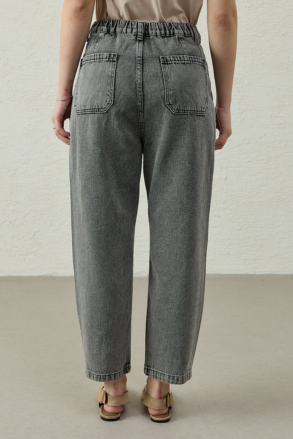 MerWish New Basic Denim Pantolon Koyu Füme - 4