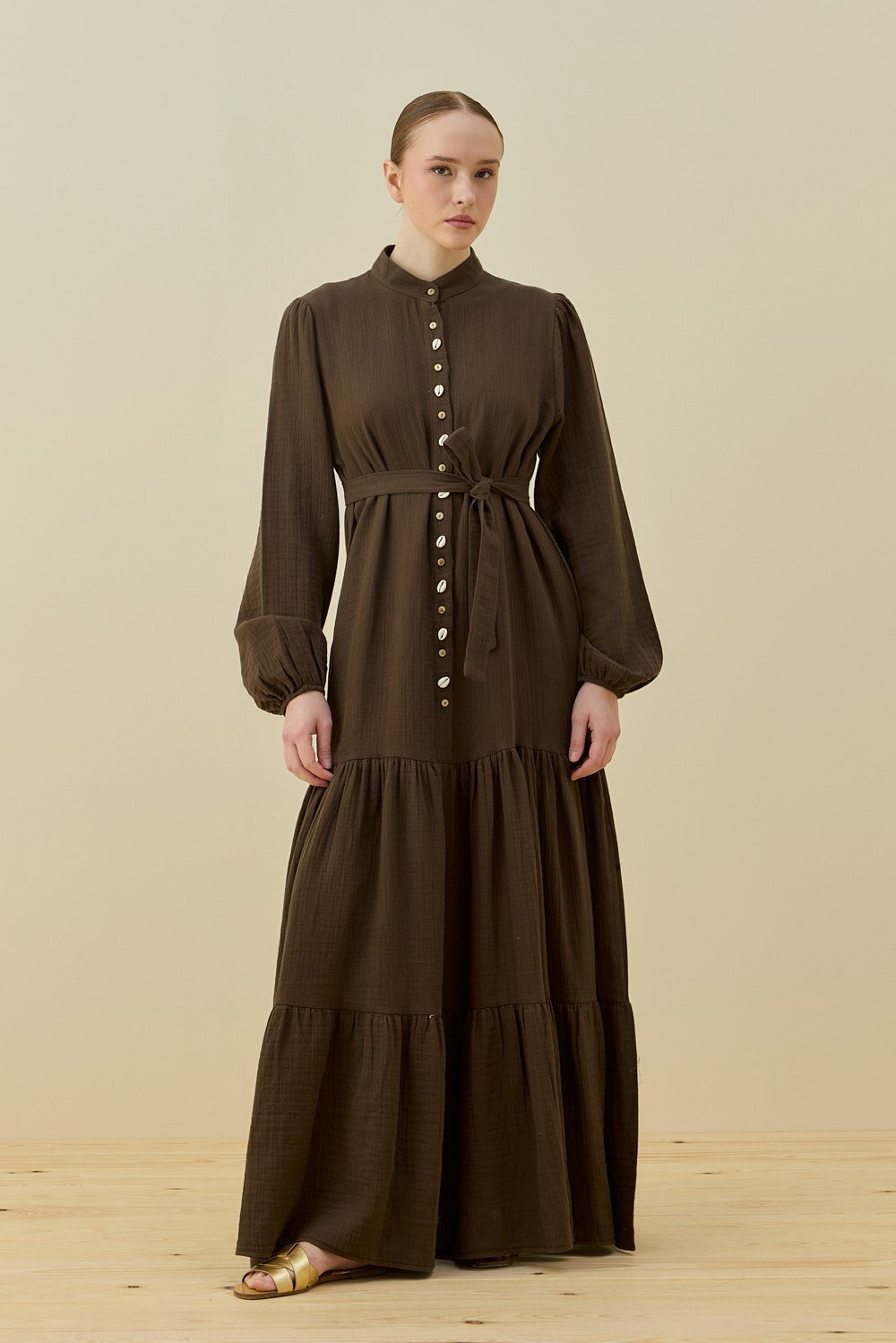 MerWish Organik Muslin Elbise KAHVE - 1