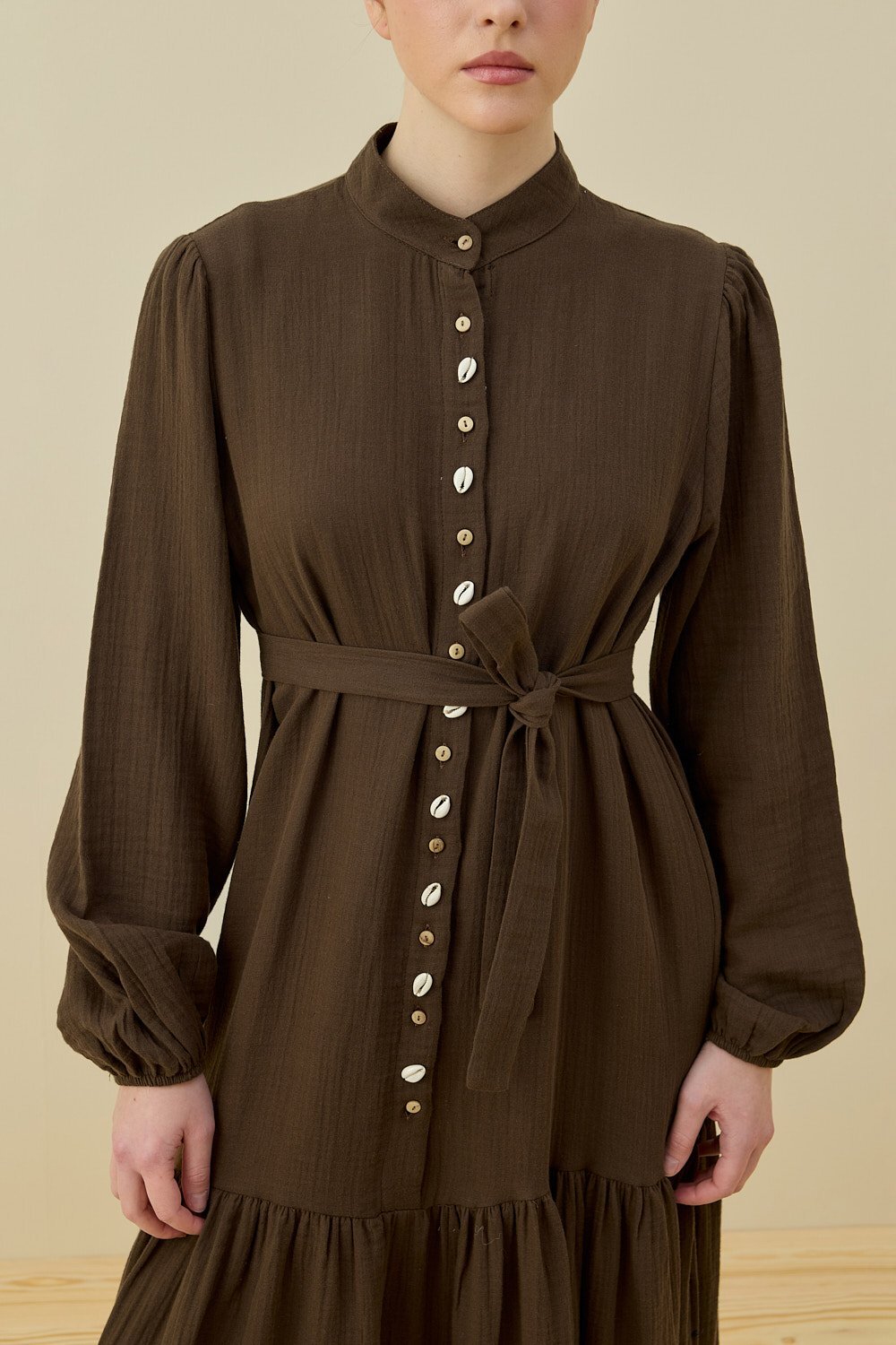 MerWish Organik Muslin Elbise KAHVE - 2