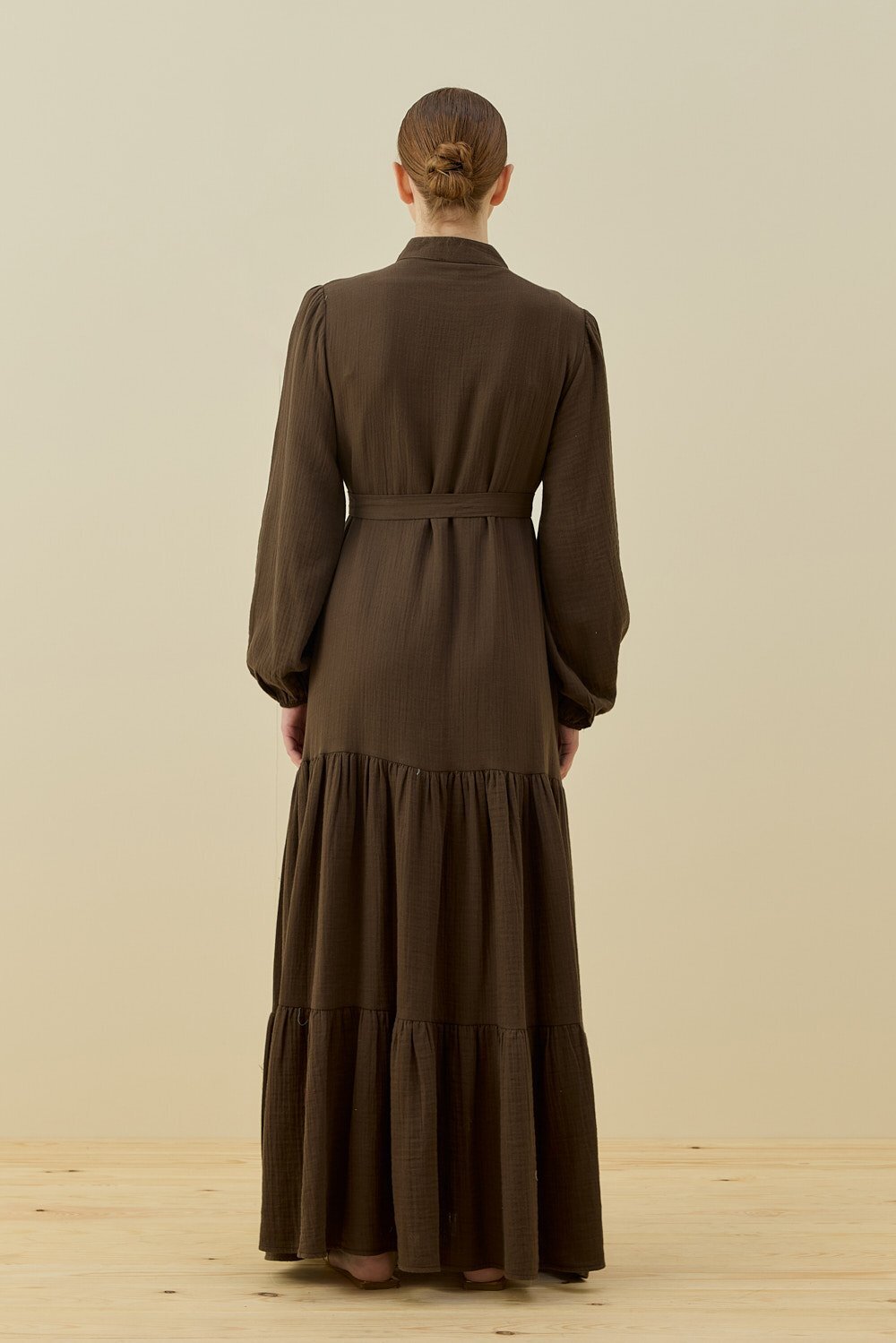 MerWish Organik Muslin Elbise KAHVE - 3