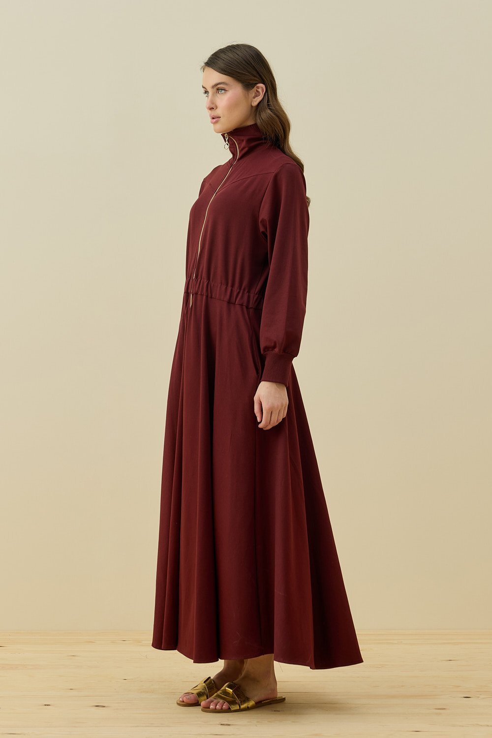 MerWish Penye Kolej Elbise BORDO - 2