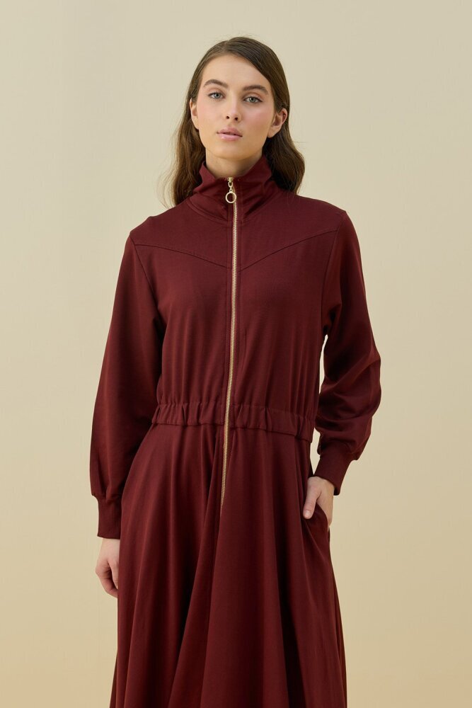 MerWish Penye Kolej Elbise BORDO - 4