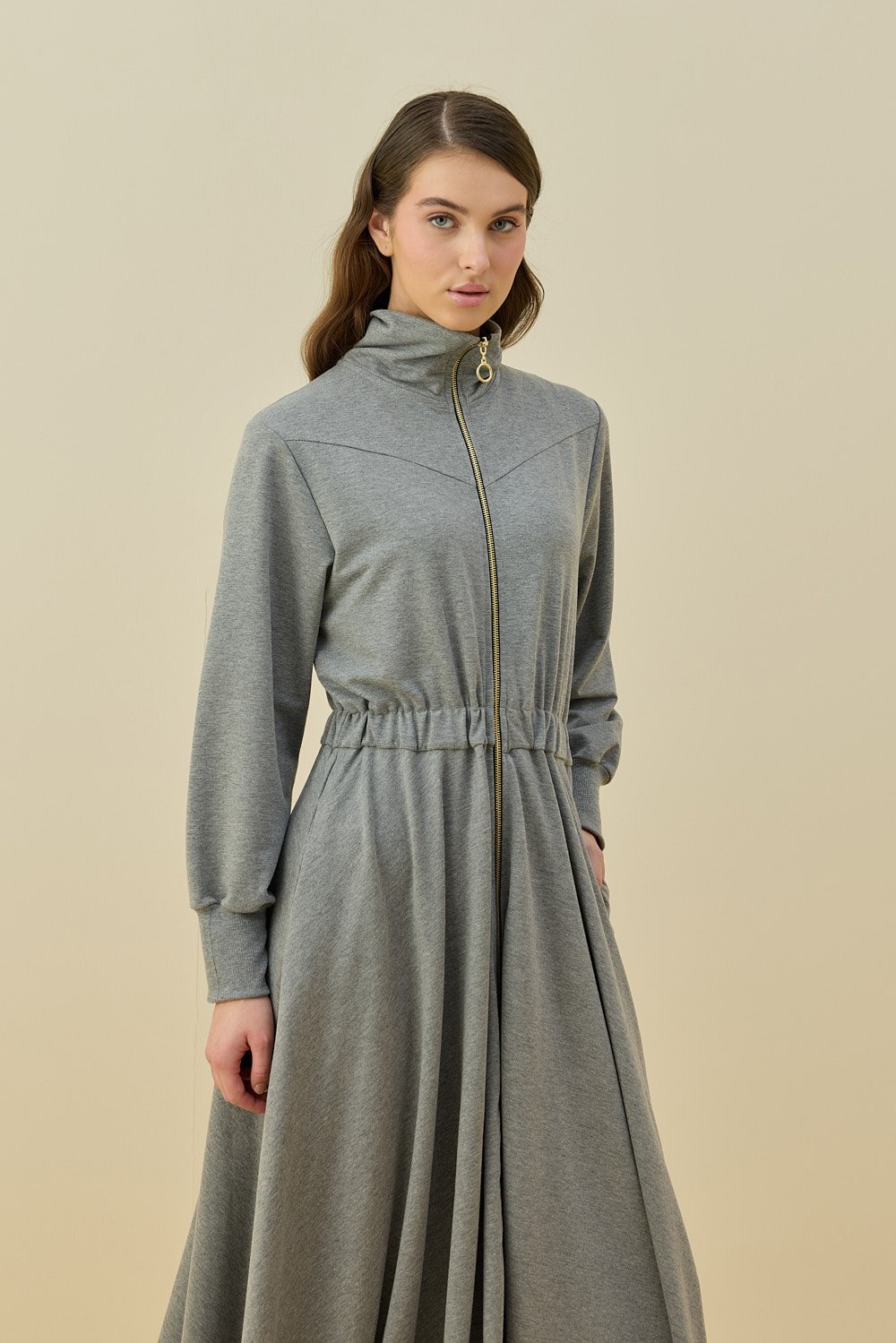 MerWish Penye Kolej Elbise GRİ - 2