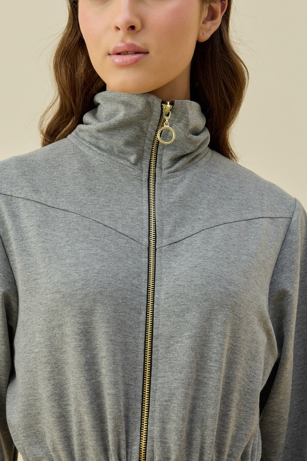 MerWish Penye Kolej Elbise GRİ - 4