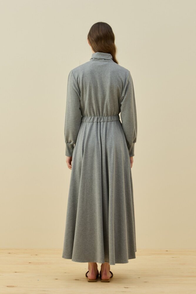 MerWish Penye Kolej Elbise GRİ - 5