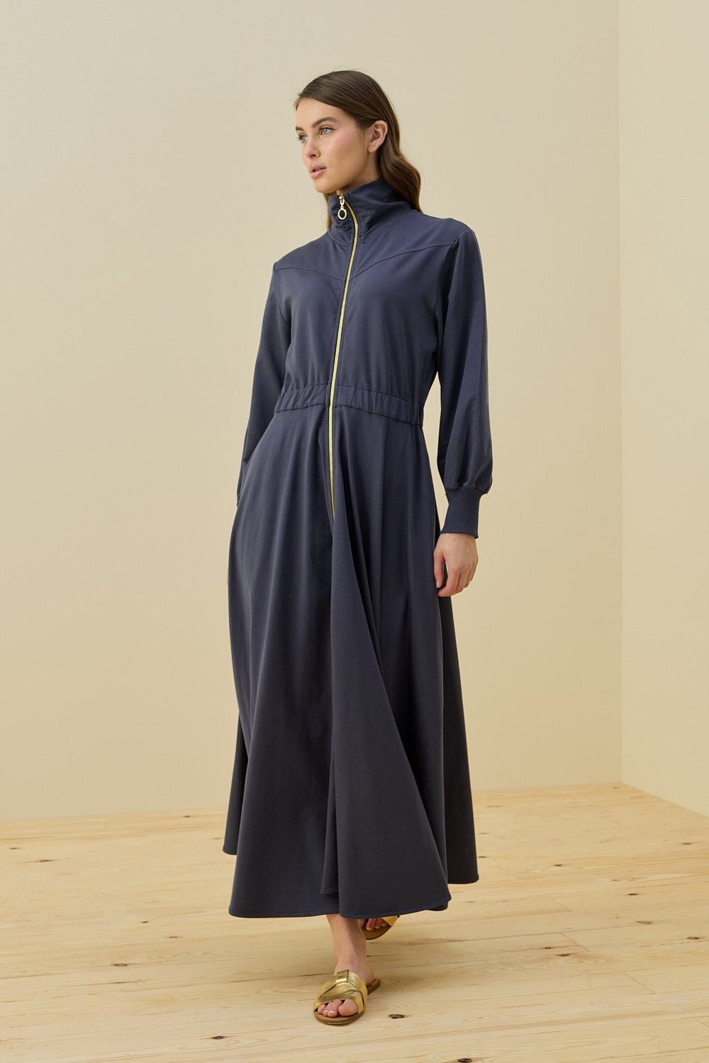 MerWish Penye Kolej Elbise İNDİGO - 1