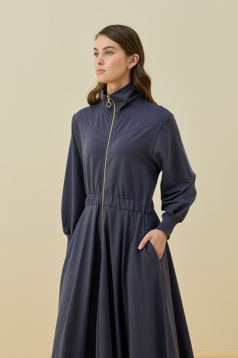 MerWish Penye Kolej Elbise İNDİGO - 3