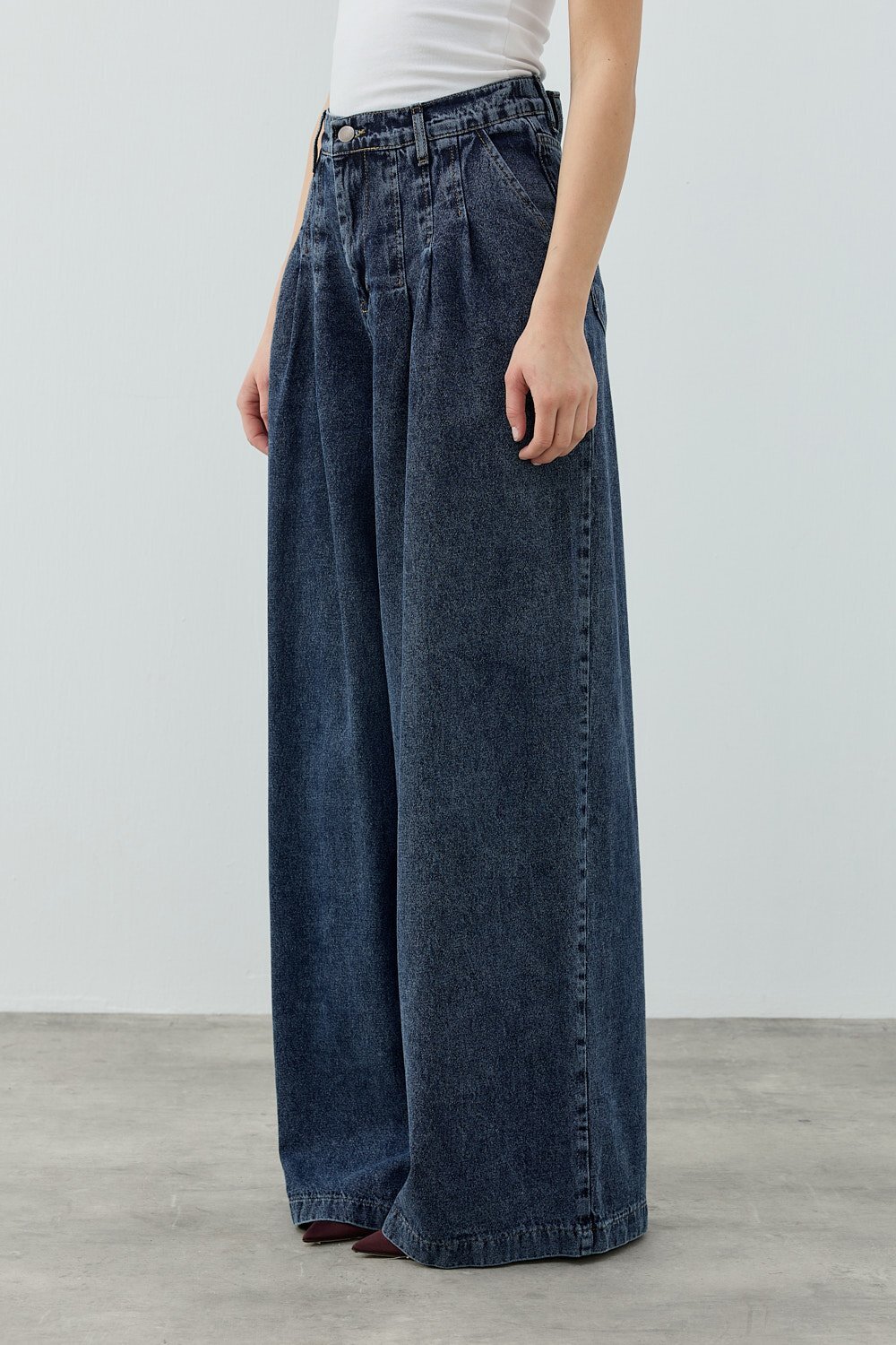 MerWish Pileli Denim Pantolon KOYU LACİVERT - 2