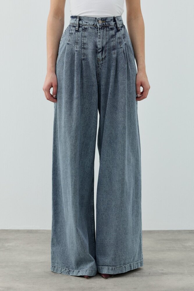 MerWish Pileli Denim Pantolon Koyu Mavi - 1