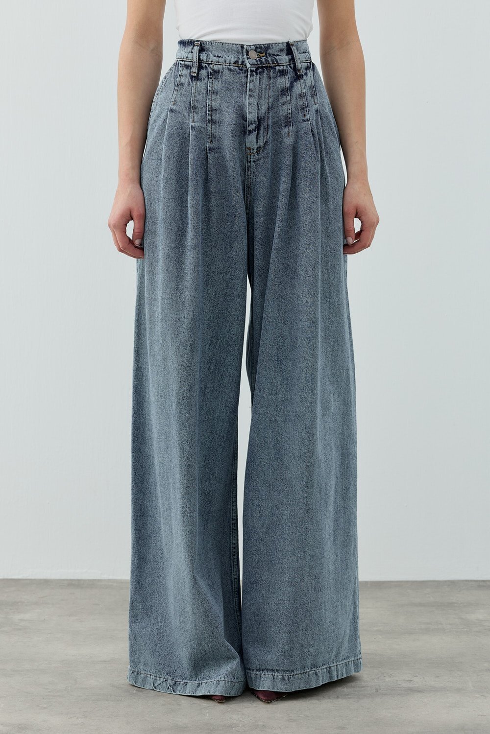 MerWish Pileli Denim Pantolon Koyu Mavi - 1