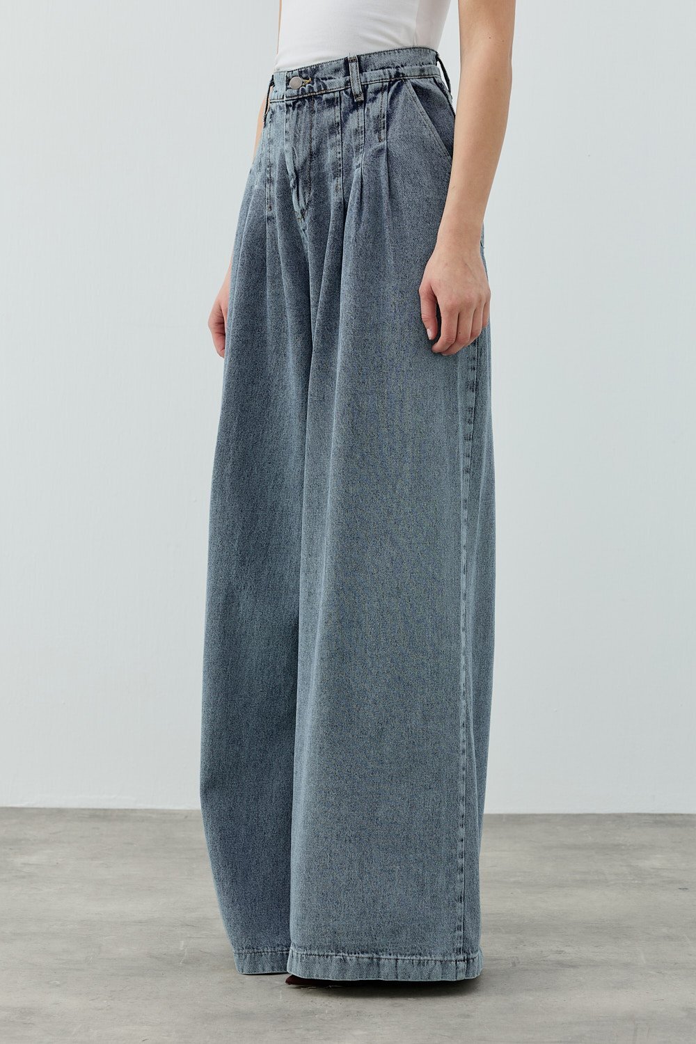 MerWish Pileli Denim Pantolon Koyu Mavi - 2