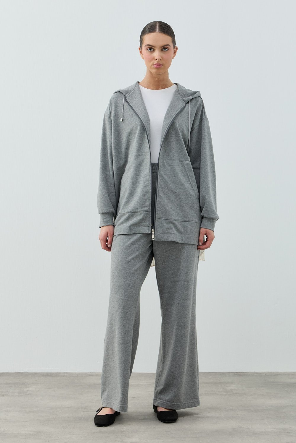 MerWish Plise Şifon Takım GRİ - 1