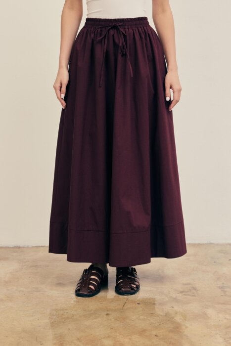 MerWish Poplin Basic Etek BORDO - 1