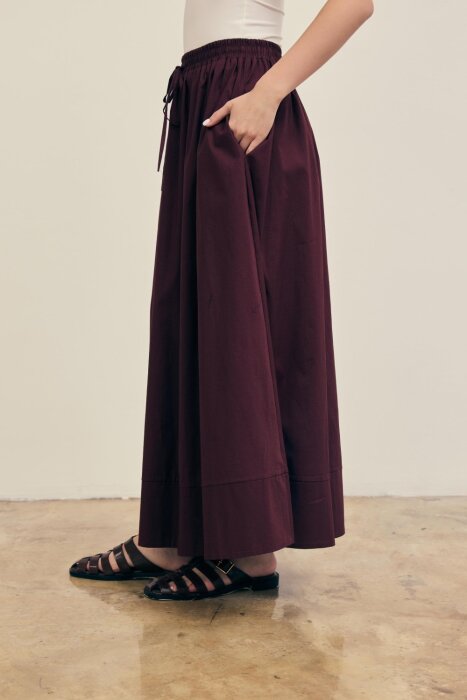 MerWish Poplin Basic Etek BORDO - 2