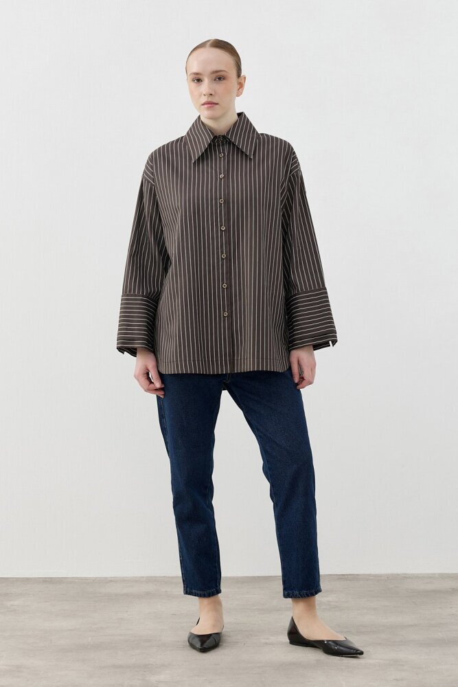 MerWish Poplin Gömlek KAHVERENGİ - 1