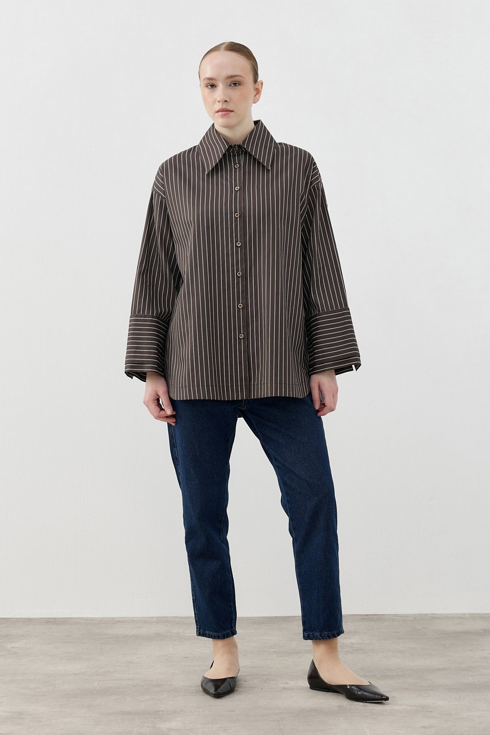 MerWish Poplin Gömlek KAHVERENGİ - 1