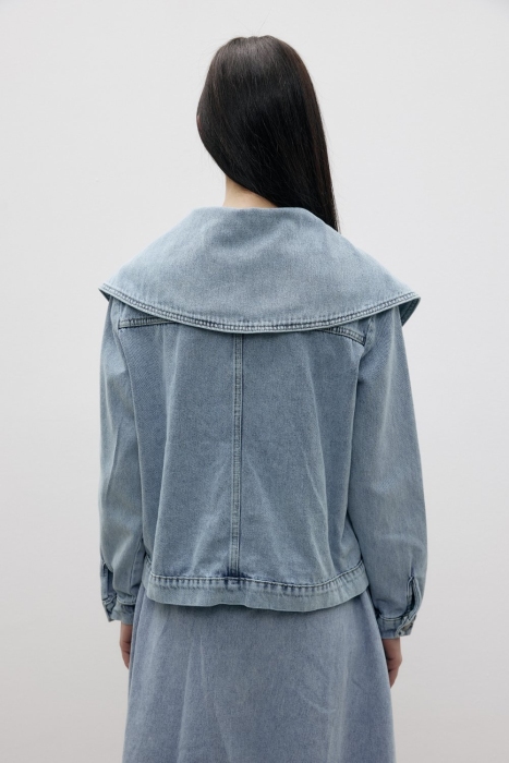 MerWish Romantik Denim Ceket Koyu Mavi - 3