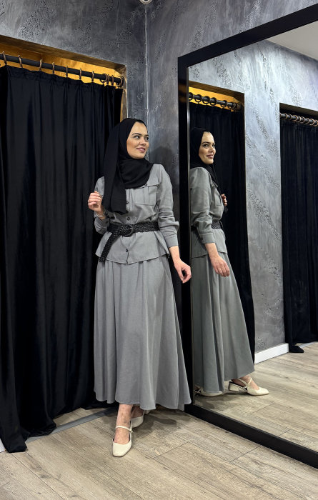 Merwish Safari Etekli Takım GRİ - 4