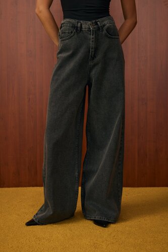 MerWish Salaş Denim Pantolon Koyu Gri - 5