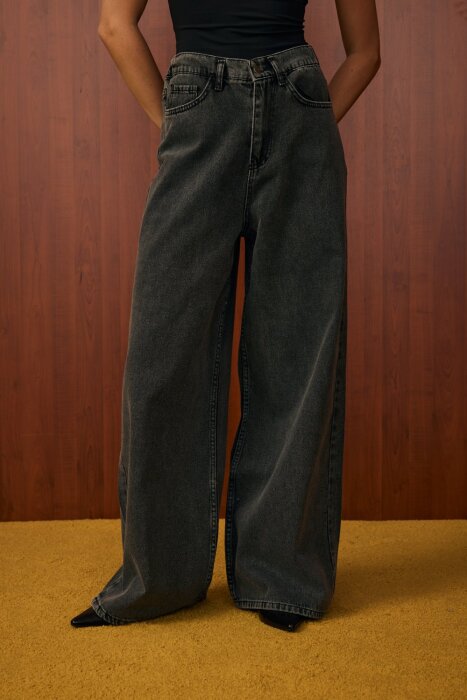 MerWish Salaş Denim Pantolon Koyu Gri - 5