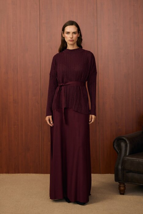 MerWish Simli Etek Takım BORDO - 1