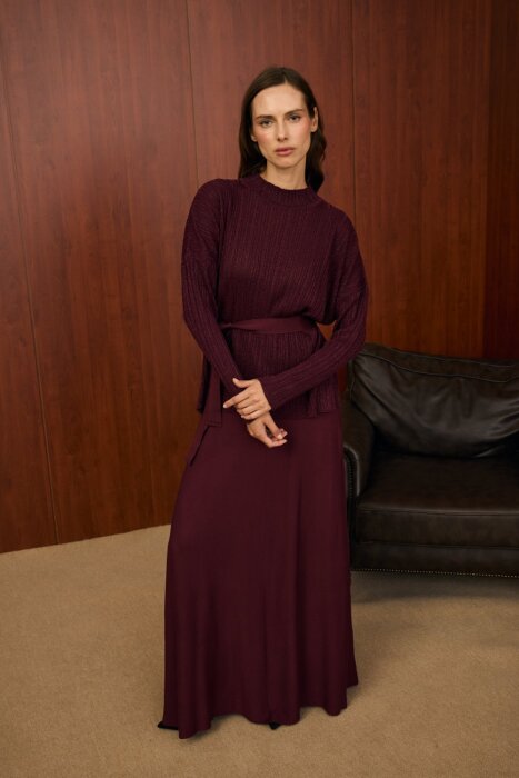 MerWish Simli Etek Takım BORDO - 5