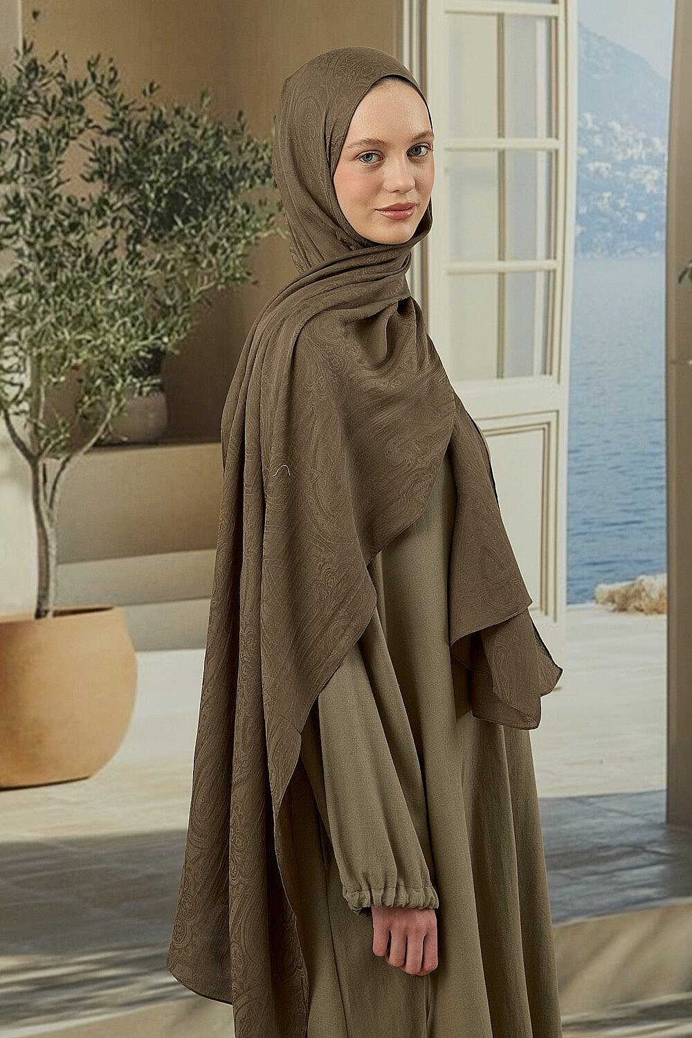 MerWish Soi Elegante Şal VİZON - 1