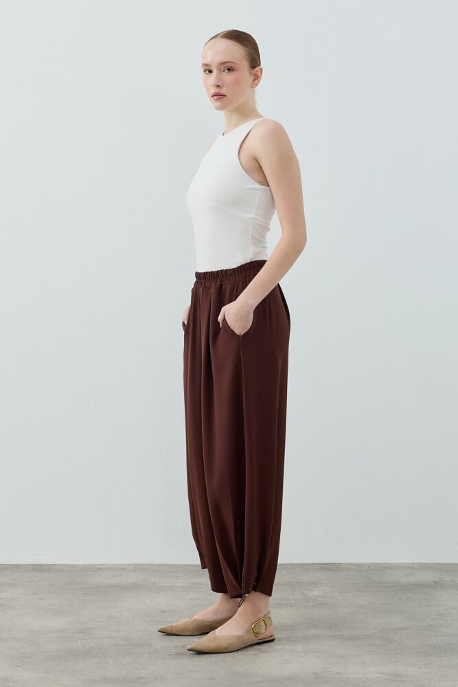 MerWish Spor Krep Pantolon KAHVERENGİ - 2