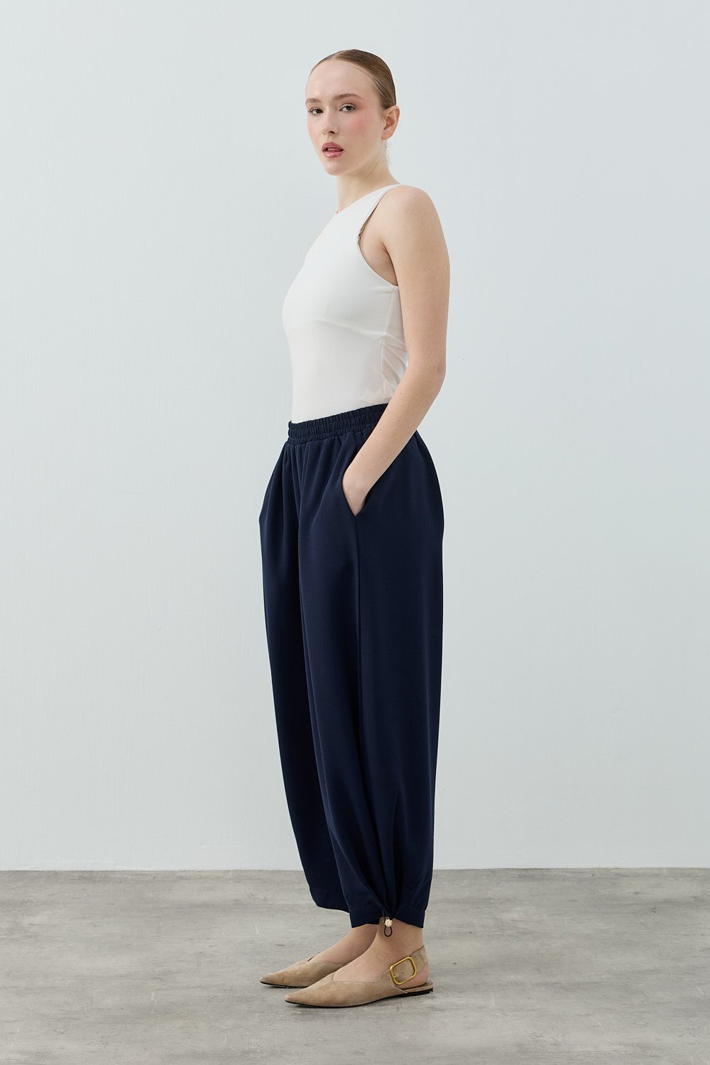 MerWish Spor Krep Pantolon LACİVERT - 2