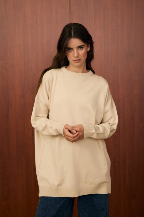 MerWish Venedik Triko Tunik BEJ - 1