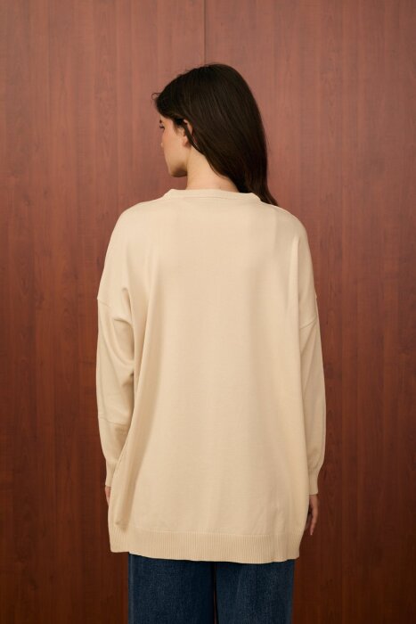 MerWish Venedik Triko Tunik BEJ - 4