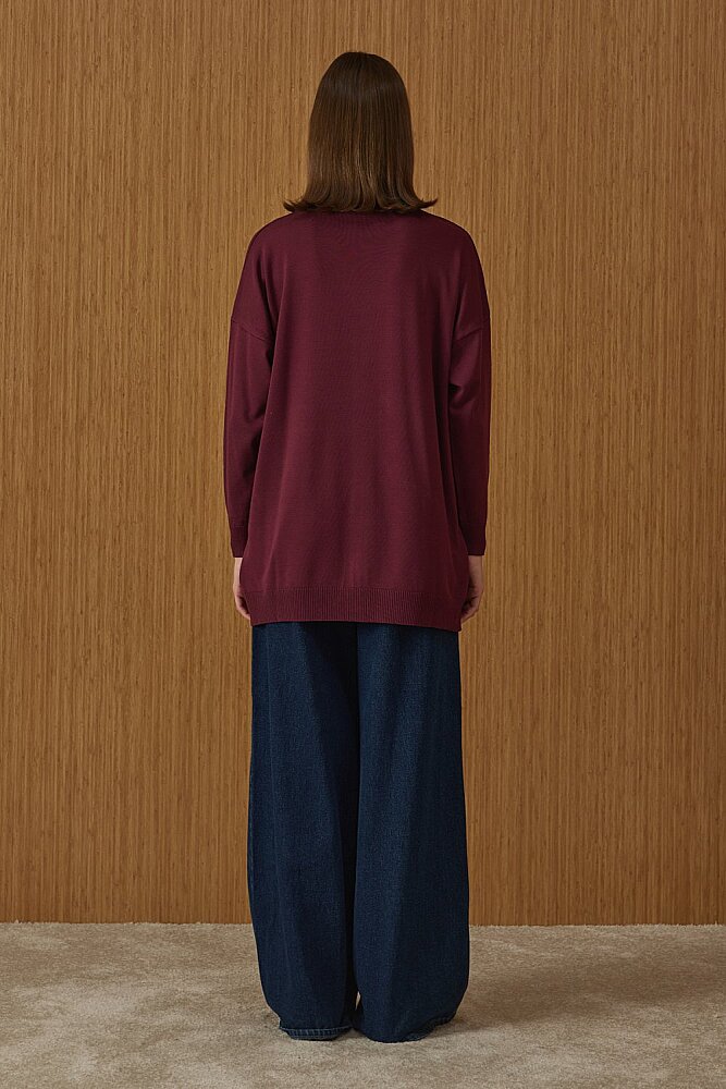 MerWish Venedik Triko Tunik BORDO - 4