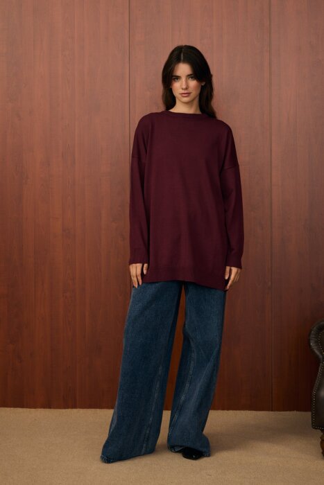 MerWish Venedik Triko Tunik BORDO - 1