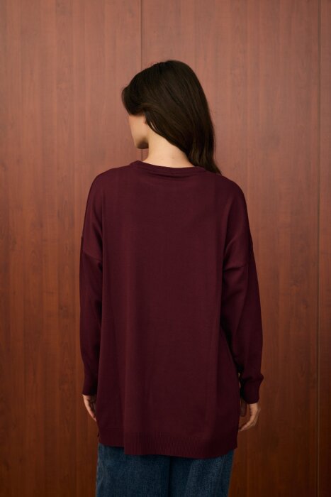 MerWish Venedik Triko Tunik BORDO - 4