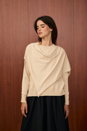 MerWish Venice Şal Triko Tunik BEJ - 5