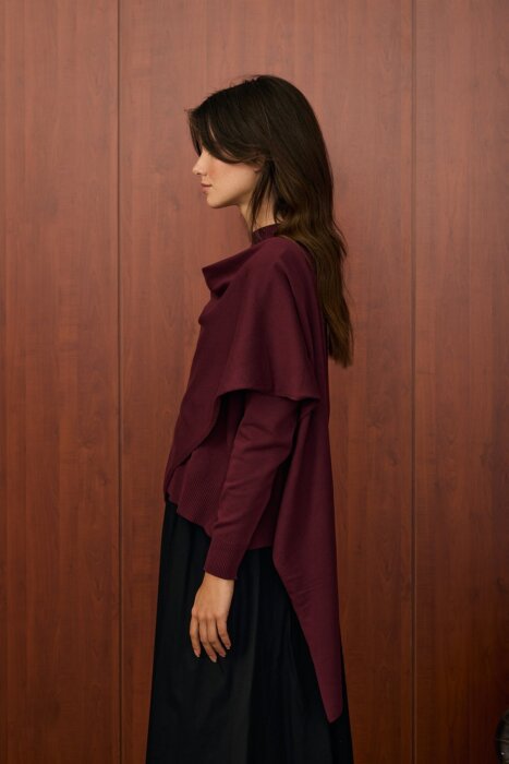 MerWish Venice Şal Triko Tunik BORDO - 2