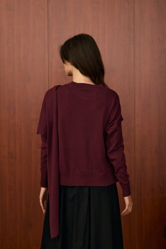 MerWish Venice Şal Triko Tunik BORDO - 3