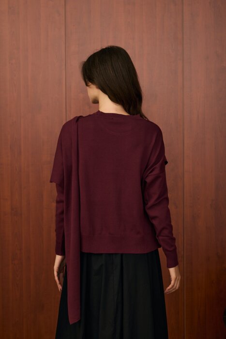 MerWish Venice Şal Triko Tunik BORDO - 3