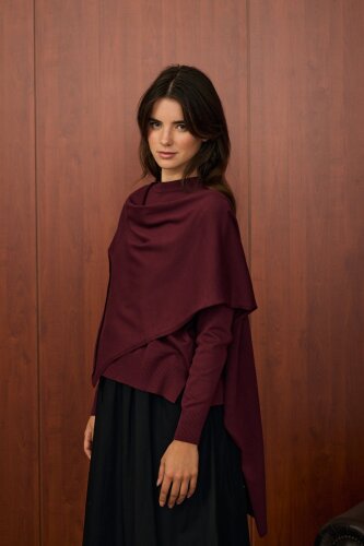MerWish Venice Şal Triko Tunik BORDO - 4