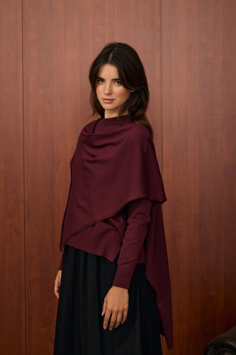 MerWish Venice Şal Triko Tunik BORDO - 4
